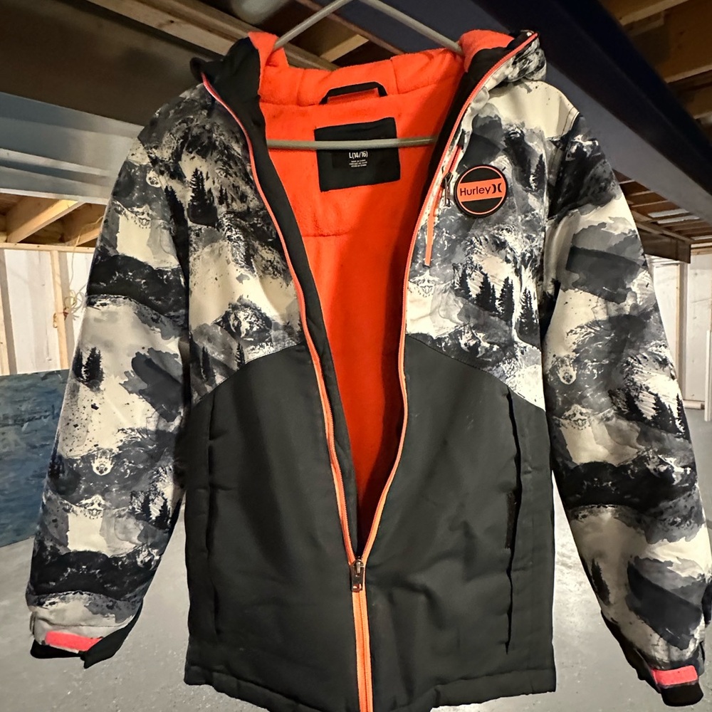 Hurley Black and Orange Winter Jacket